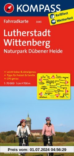 Lutherstadt Wittenberg - Naturpark Dübener Heide 1:70000: Fahrradkarte. GPS-genau