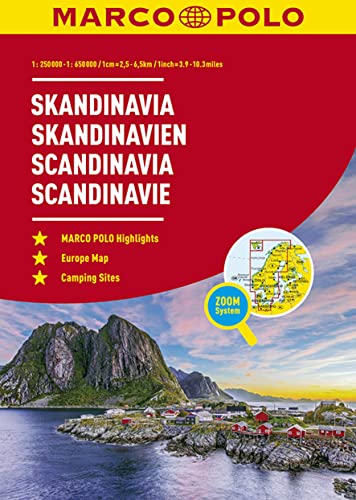 MARCO POLO Reiseatlas Skandinavien 1:250.000 / 1:650.000: Dänemark, Norwegen, Schweden, Finnland mit Europa 1:4,5 Mio. von Mairdumont