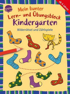 Mein bunter Lern- und Übungsblock Kindergarten. Bilderrätsel und Zählspiele von Arena