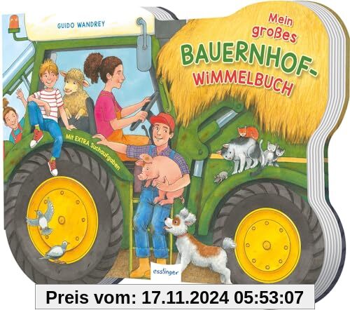 Mein großes Bauernhof-Wimmelbuch: Pappbilderbuch in der Form eines Traktors| für Kinder ab 3