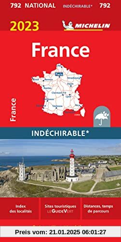 Michelin Frankreich 2023 (widerstandsfähig): Straßen- und Tourismuskarte 1:1.000.000 (MICHELIN Nationalkarten)