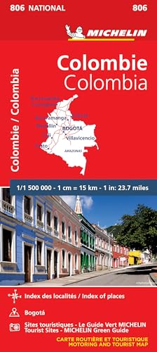 Michelin Kolombien: Straßen- und Tourismuskarte 1:1.500.000 (MICHELIN Nationalkarten, Band 806)