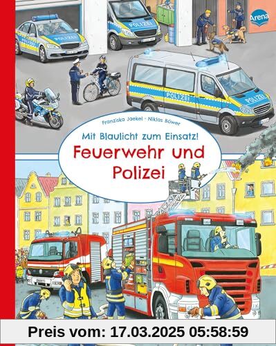 Mit Blaulicht zum Einsatz! Feuerwehr und Polizei: Pappbilderbuch im Großformat für Kinder ab 2 Jahren