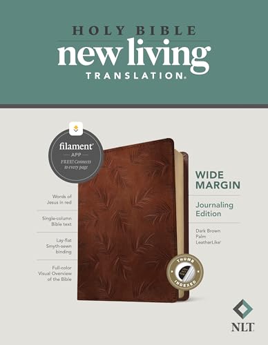 Nlt Wide Margin Bible, Filament Enabled Edition Red Letter, Leatherlike, Dark Brown Palm