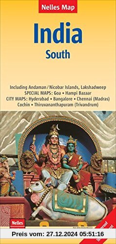 Nelles Map Landkarte India: South | Indien: Süd | Inde: Sud | India: Sur: 1 : 1.500.000 | reiß- und wasserfest; waterproof and tear-resistant; indéchirable et imperméable; irrompible & impermeable
