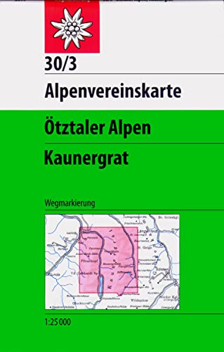 Ötztaler Alpen, Kaunergrat: Topographische Karte 1:25.000 mit Wegmarkierungen (Alpenvereinskarten) von Deutscher Alpenverein