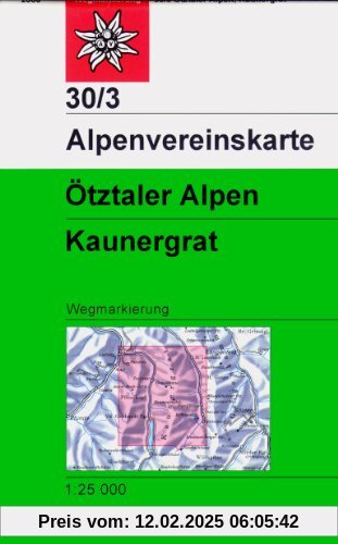 Ötztaler Alpen - Kaunergrat: Topographische Karte 1:25000