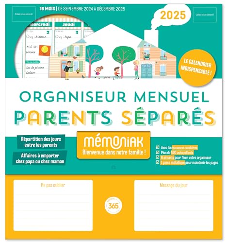 Organiseur Mémoniak Parents séparés, calendrier mensuel (sept. 2024- déc. 2025): Edition 2025 von 365 PARIS