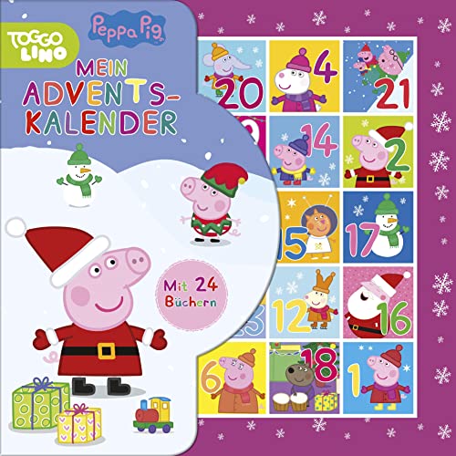 Peppa Pig Adventskalender: 24 Büchlein aus stabiler Pappe mit Aufhängern in wiederverschließbarer Box. Für Kinder ab 3 Jahren. von Schwager und Steinlein