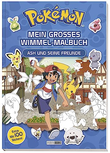 Pokémon: Mein großes Wimmel-Malbuch - Ash und seine Freunde: Extra: mit 100 Stickern! von Panini Verlags GmbH