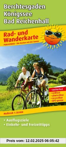 Rad- und Wanderkarte Berchtesgaden - Königssee - Bad Reichenhall: mit Ausflugszielen, Einkehr- & Freizeittipps, wetterfest, reissfest, abwischbar, GPS-genau. 1:50000