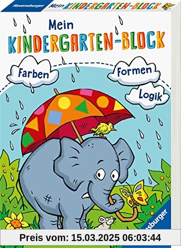 Ravensburger Mein Kindergarten-Block - Farben, Formen, Logik- Rätselspaß für Kindergartenkinder ab 5 Jahren - Förderung von Logik, Aufmerksamkeit und Ausdauer