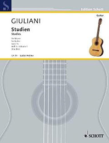 Studien für Gitarre: Übungen für die rechte Hand - Übungen für die linke Hand. Heft 1. op. 1a. Gitarre.: Exercices for the right hand - Exercices for the left hand. op. 1a. Guitar. (Edition Schott)