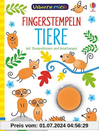 Usborne Minis: Fingerstempeln Tiere: mit Stempelkissen und Anleitungen