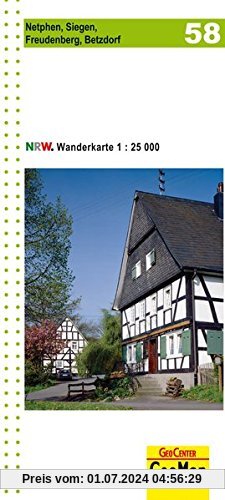 Wanderkarte Nordrhein-Westfalen 58 Netphen, Siegen, Freudenberg, Betzdorf 1:25.000 (Geo Map)